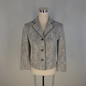 Sigrid Olsen Women Blazer 8P Petite Spring Green Blue White Black Plaid